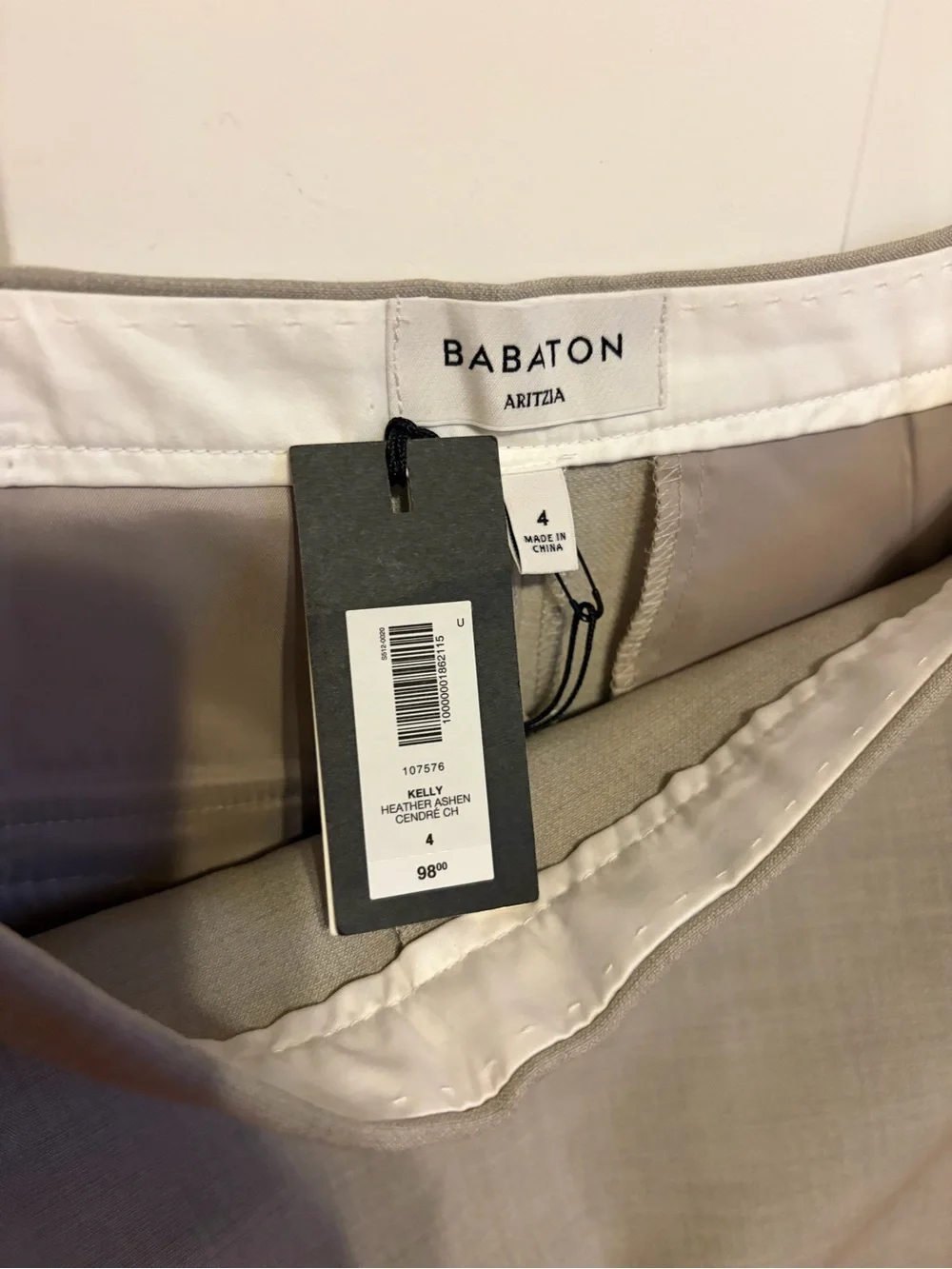 Babaton Heather Ashen Gray Skirt with White Waistband